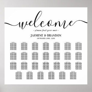 Poster Gráfico de Assentos de Casamento de Mesas Elegante