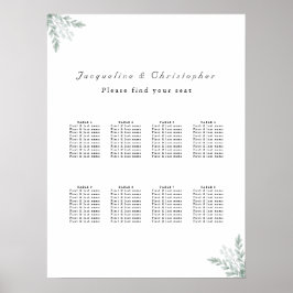 Poster Gráfico de Assentos de Casamento de Mesas Eucalypt