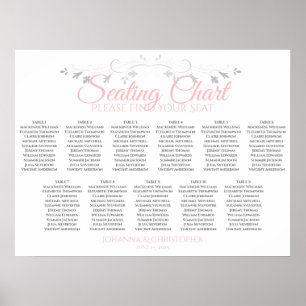 Poster Gráfico de Assentos de Casamento de Mesas Rosa e 
