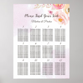 Póster Gráfico de Assentos de Casamento de Mesas Rosa e D