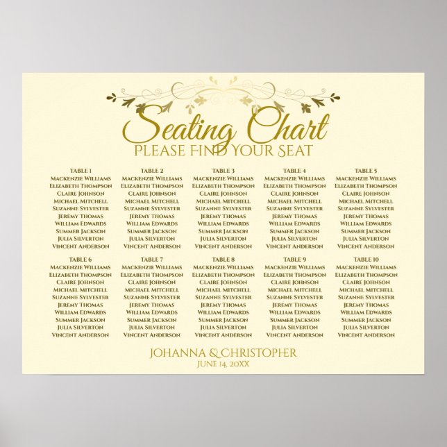 Poster Gráfico de Assentos de Casamento de Mesas Simples  (Frente)