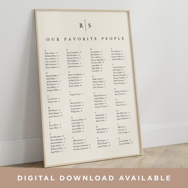 Poster Gráfico de Assentos de Casamento de Monograma Pret (Criador carregado)