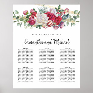 Poster Gráfico de Assentos de Casamento de Natal Verde de