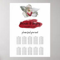 Gráfico de Assentos de Casamento de Orquídea Branc