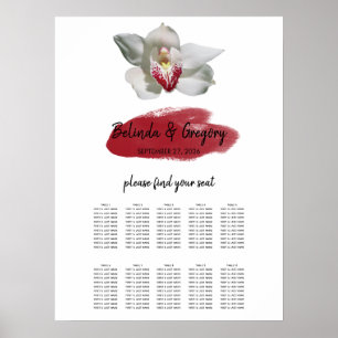 Poster Gráfico de Assentos de Casamento de Orquídea Branc