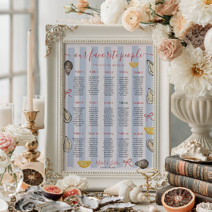 Poster Gráfico de Assentos de Casamento de Ostra com Faix