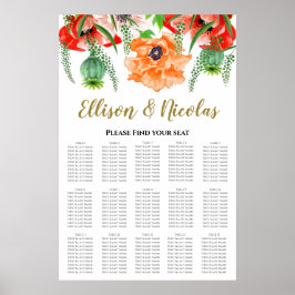 Poster Gráfico de Assentos de Casamento de Poppies Legais