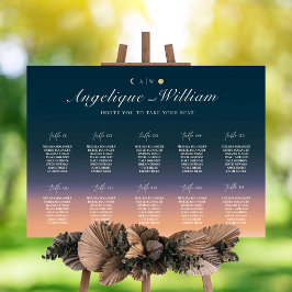 Poster Gráfico de Assentos de Casamento de Pôr do Sol ao 