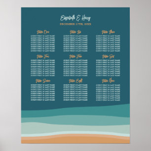 Poster Gráfico de Assentos de Casamento de Praia do abstr