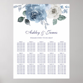 Poster Gráfico de Assentos de Casamento de Rosa Azul-Dust