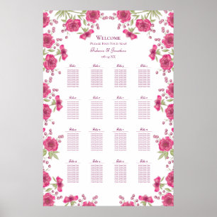 Poster Gráfico de Assentos de Casamento de Rosa Rosa Bril