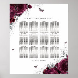 Poster Gráfico de Assentos de Casamento de Rosas de Borgo