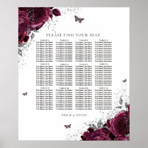 Poster Gráfico de Assentos de Casamento de Rosas de Borgo