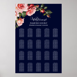 Poster Gráfico de assentos de casamento de rosas vermelha