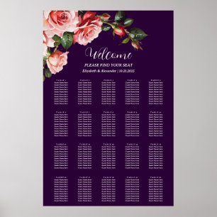 Poster Gráfico de assentos de casamento de rosas vermelha