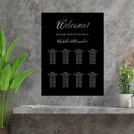 Poster Gráfico de assentos de casamento de script moderno