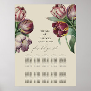 Poster Gráfico de Assentos de Casamento de Tulipas Roxas
