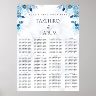 Poster Gráfico de assentos de casamento de verão com flor