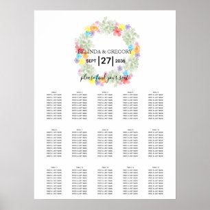 Poster Gráfico de Assentos de Casamento de Wreath Floral