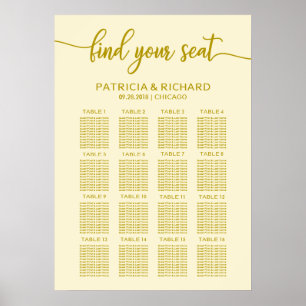 Poster Gráfico de Assentos de Casamento Dourado Marfim Ca