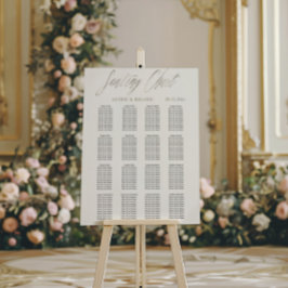 Poster Gráfico de Assentos de Casamento Dourado Metálico 
