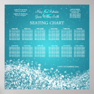 Póster Gráfico de Assentos de Casamento Elegante Azul de