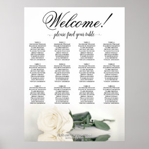 Poster Gráfico de Assentos de Casamento Elegante com Rosa