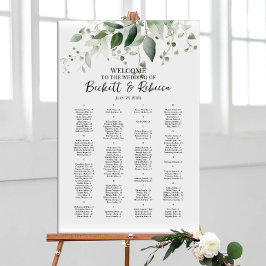 Poster Gráfico de assentos de casamento elegante com verd