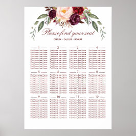 Póster Gráfico de Assentos de Casamento Elegante Floral V