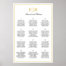 Poster Gráfico de Assentos de Casamento Elegante Monogram