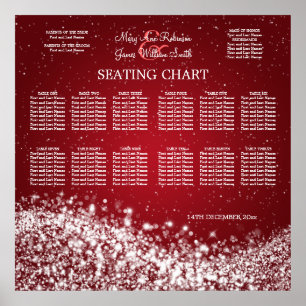 Póster Gráfico de Assentos de Casamento Elegante Vermelho