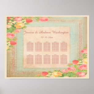 Póster Gráfico de Assentos de Casamento Elegantes Rosas V
