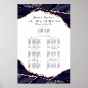 Poster Gráfico de Assentos de Casamento em Ágata Azul Mar