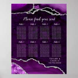 Poster Gráfico de Assentos de Casamento em Ágata Prata Ro