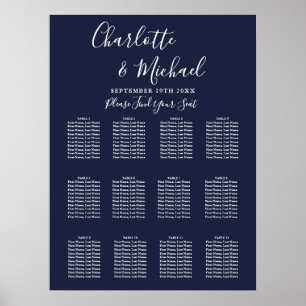 Poster Gráfico de Assentos de Casamento em Azul Marinho c