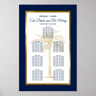 Poster Gráfico de Assentos de Casamento em Azul Naval com