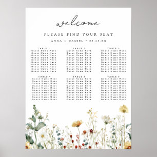 Poster Gráfico de Assentos de Casamento em Campo de Flore