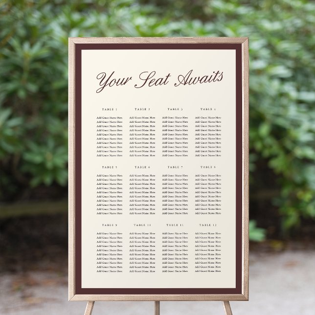 Poster Gráfico de Assentos de Casamento em Letra de Forma (Criador carregado)
