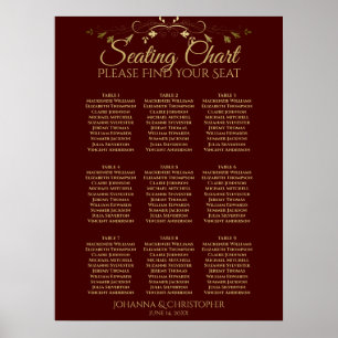 Poster Gráfico de Assentos de Casamento em Mesa 9 Auburn 