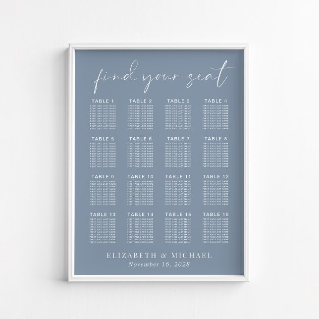 Poster Gráfico de Assentos de Casamento em Mesa Chic Dust (Criador carregado)