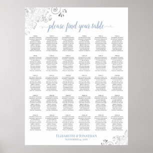Poster Gráfico de Assentos de Casamento em Mesa de 30 Lug