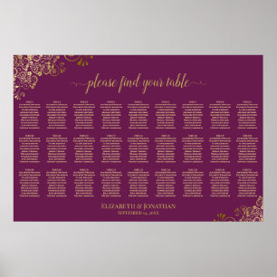 Poster Gráfico de Assentos de Casamento em Mesa Magenta P