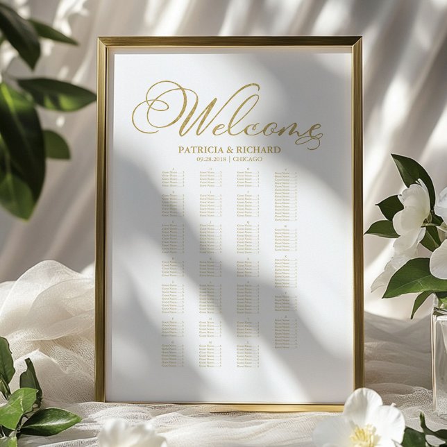 Poster Gráfico de Assentos de Casamento em Ordem Alfabéti (Criador carregado)