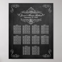 Gráfico de Assentos de Casamento em Quadro Negro c