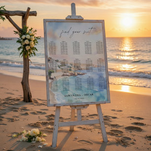 Poster Gráfico de Assentos de Casamento em Santorini 