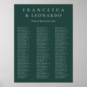 Poster Gráfico de Assentos de Casamento Esmeralda Clássic