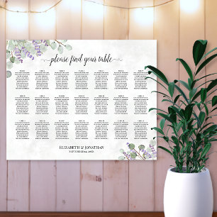 Poster Gráfico de Assentos de Casamento Eucalipto Lavanda