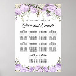Poster Gráfico de Assentos de Casamento Floral 10-Mesa Ro