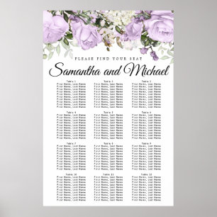Poster Gráfico de Assentos de Casamento Floral 12-Mesa Ro