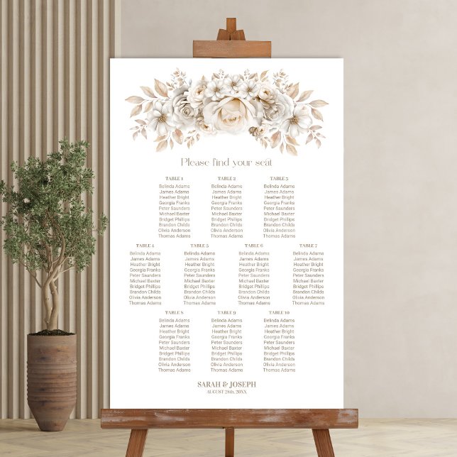 Poster Gráfico de Assentos de Casamento Floral Branco de  (Criador carregado)